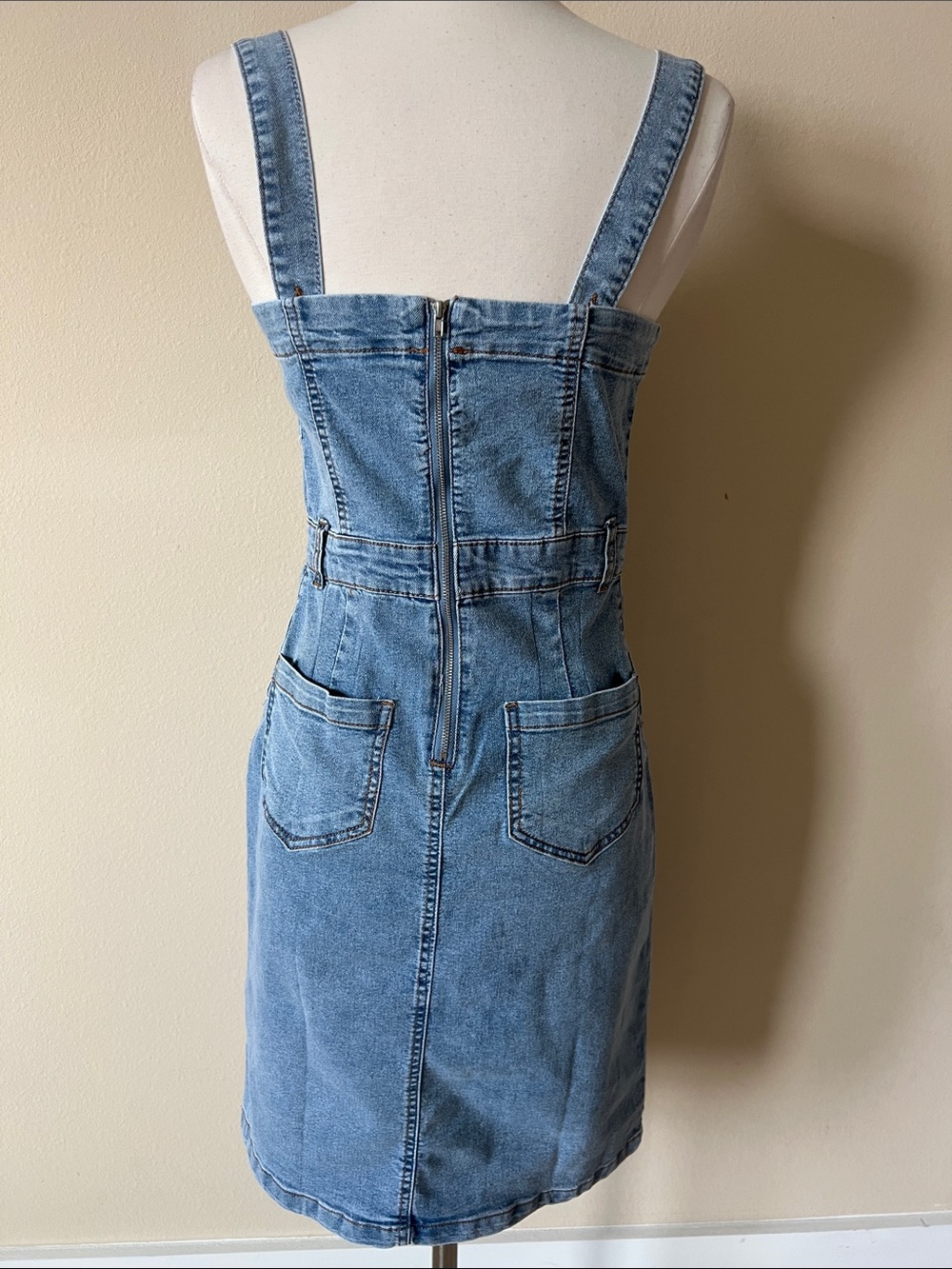 Active USA Light Blue Denim Button-Front Mini Dress - Picture 4 of 5